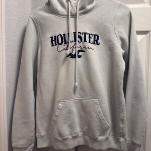 Hollister-co Women's Grey and Blue Hoodie